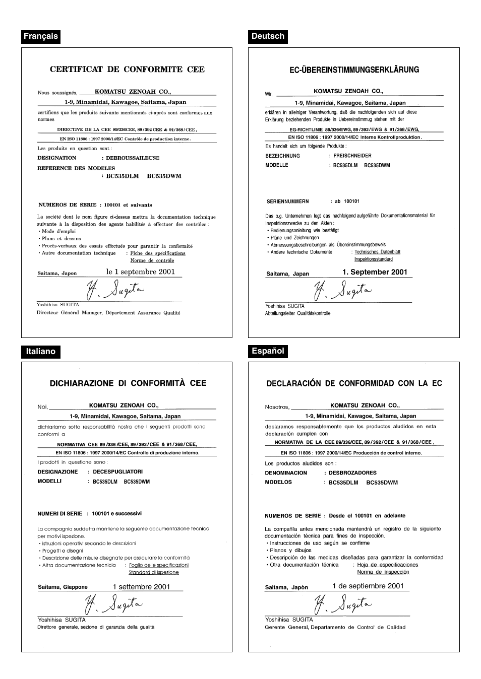 Zenoah BC535DLM User Manual | Page 3 / 60