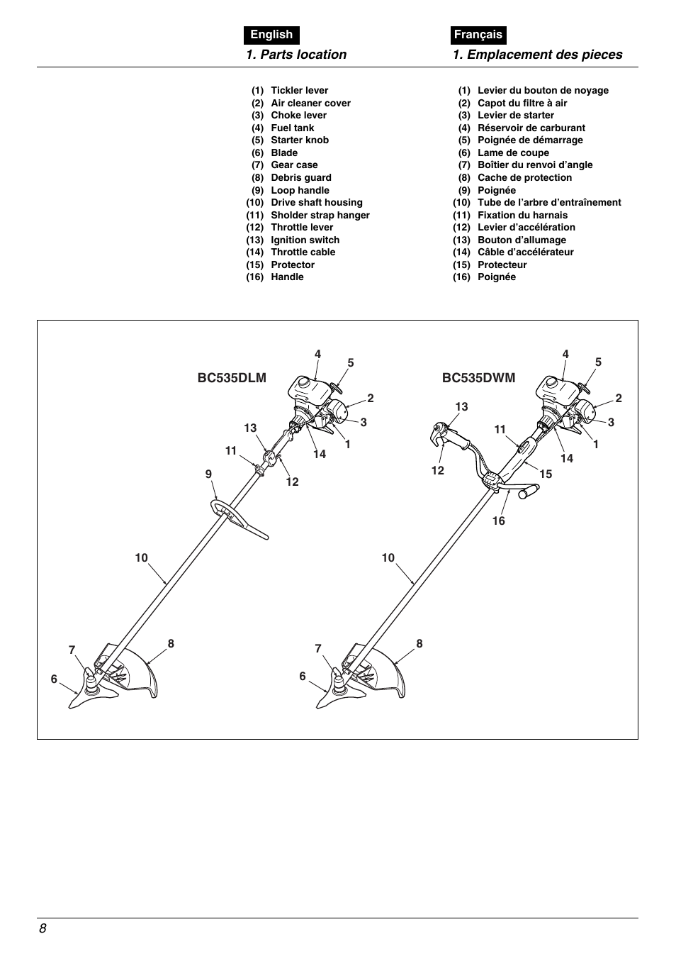 Zenoah BC535DLM User Manual | Page 8 / 60