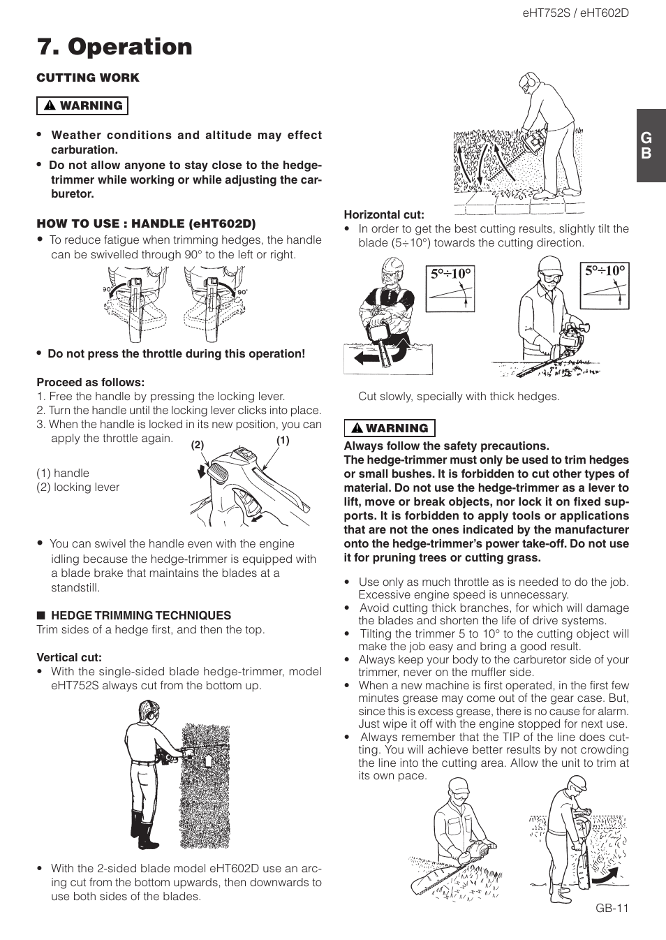 Operation | Zenoah EHT602D User Manual | Page 11 / 16