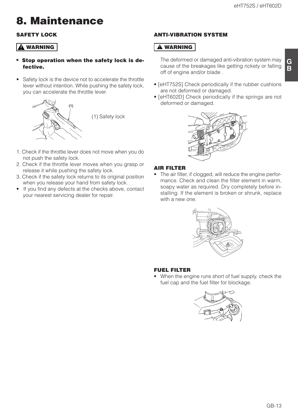 Maintenance | Zenoah EHT602D User Manual | Page 13 / 16