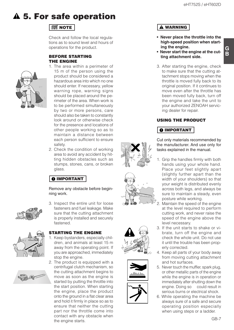 For safe operation | Zenoah EHT602D User Manual | Page 7 / 16