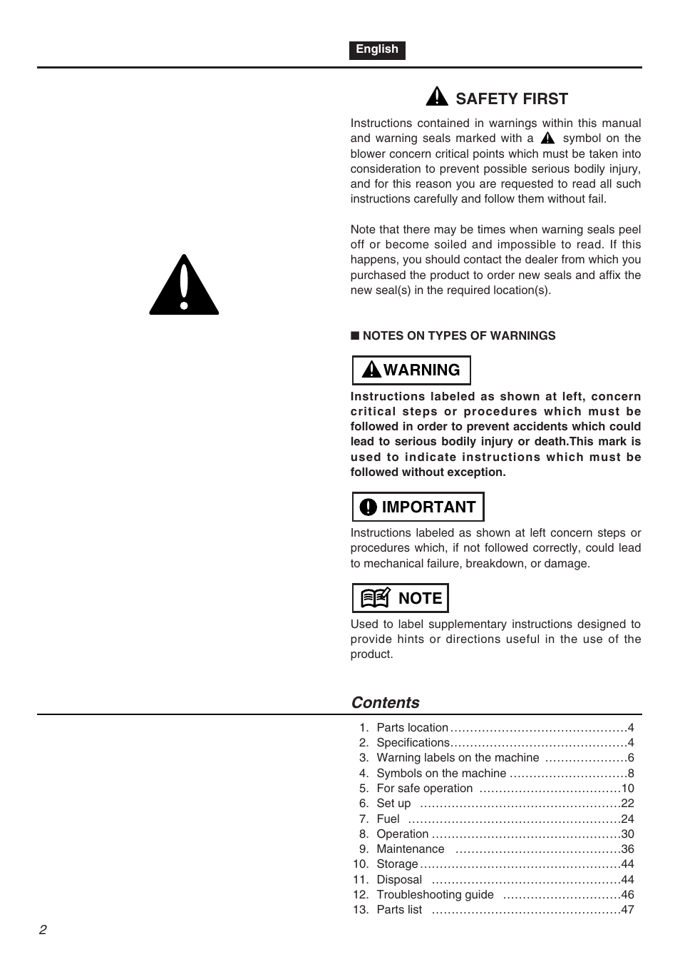 Zenoah EBZ7100-CA User Manual | Page 2 / 60