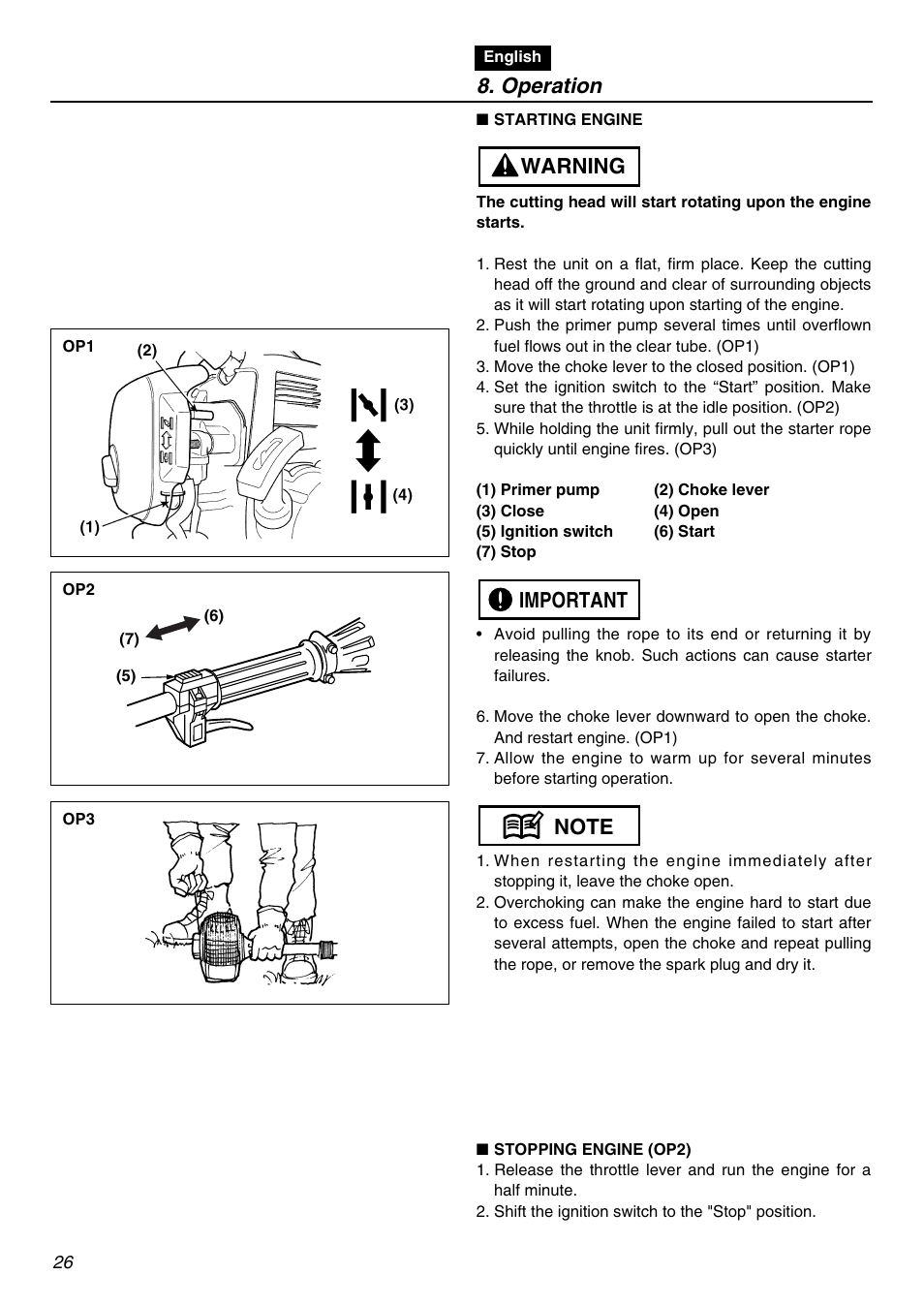 Operation | Zenoah TR2300 User Manual | Page 26 / 64