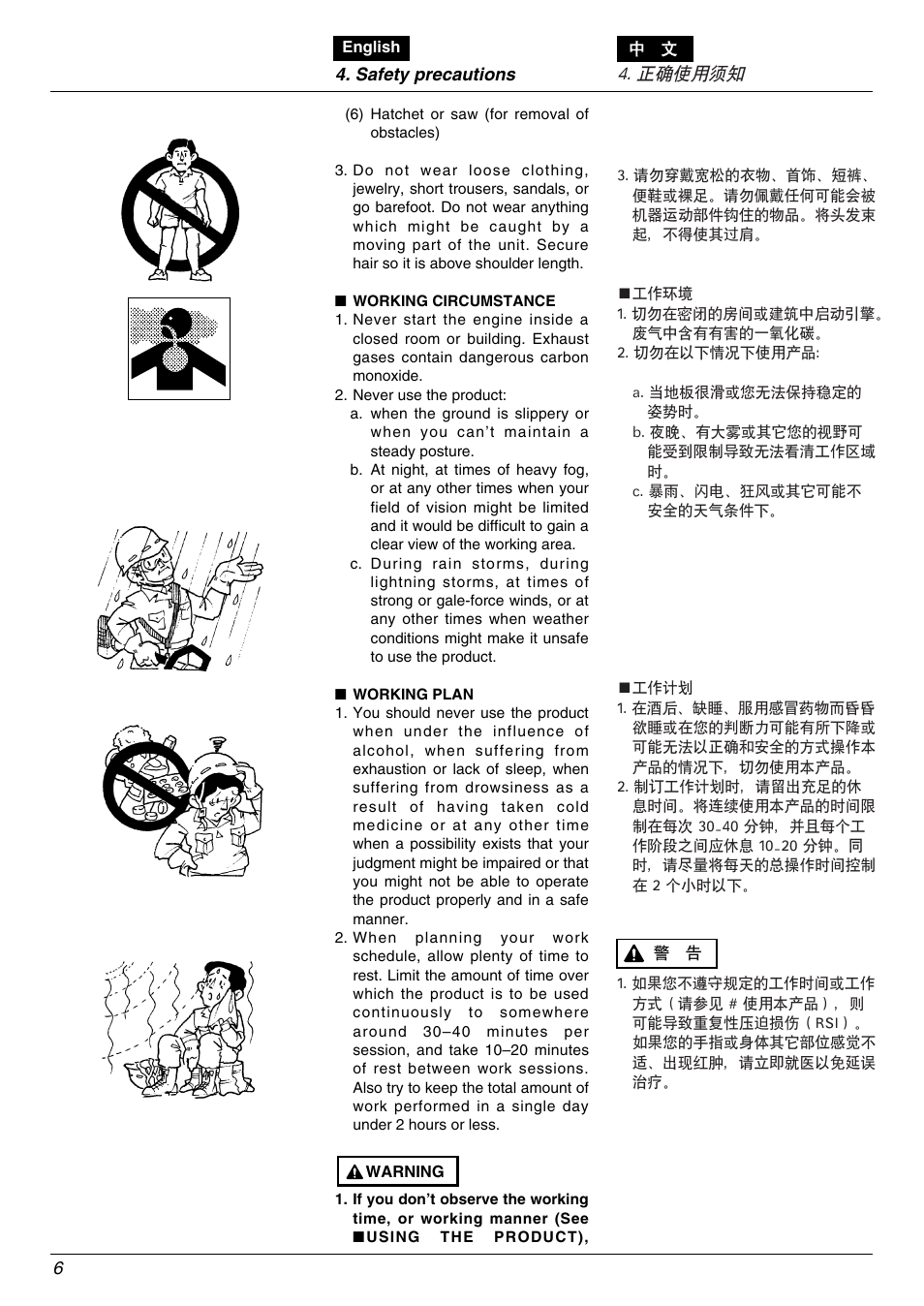 正确使用须知 | Zenoah PSJ2300 User Manual | Page 6 / 28