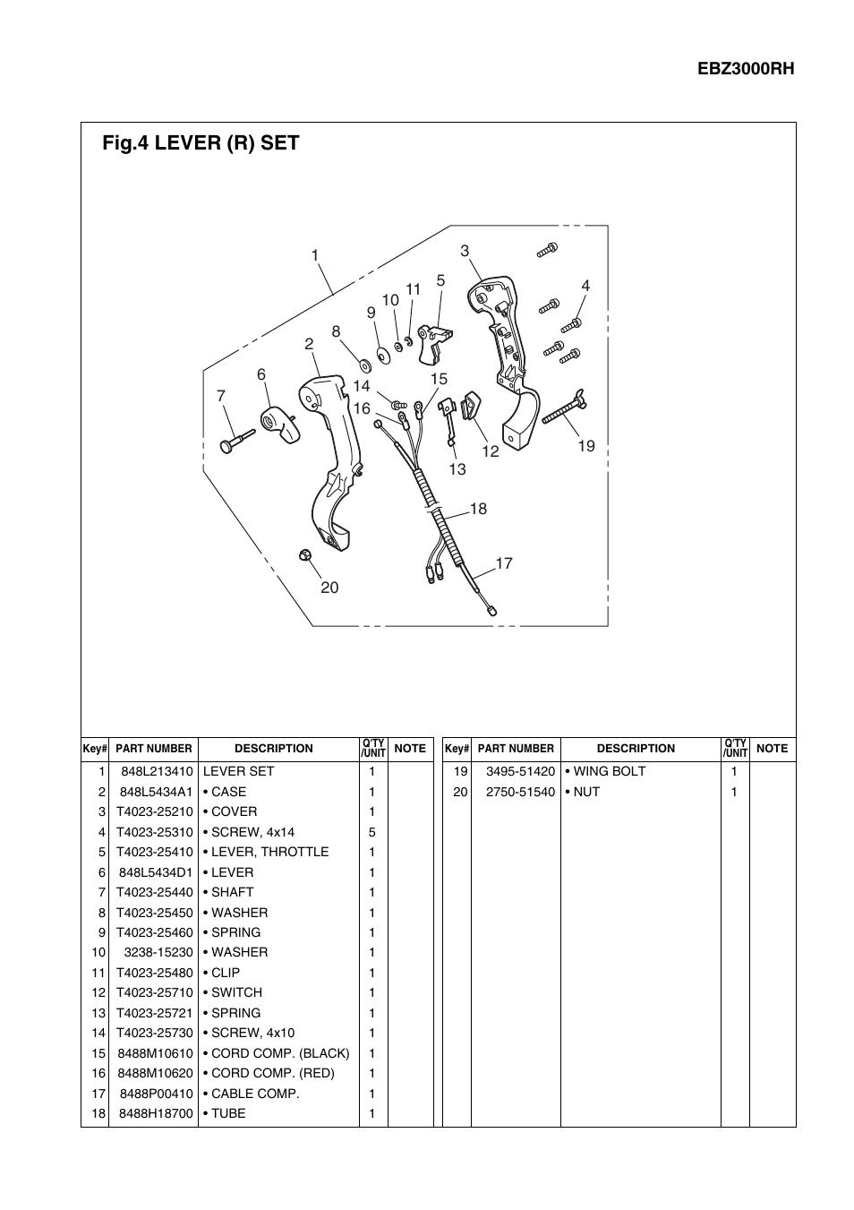 Fig.4 lever (r) set, Ebz3000rh | Zenoah EBZ3000RH User Manual | Page 7 / 7