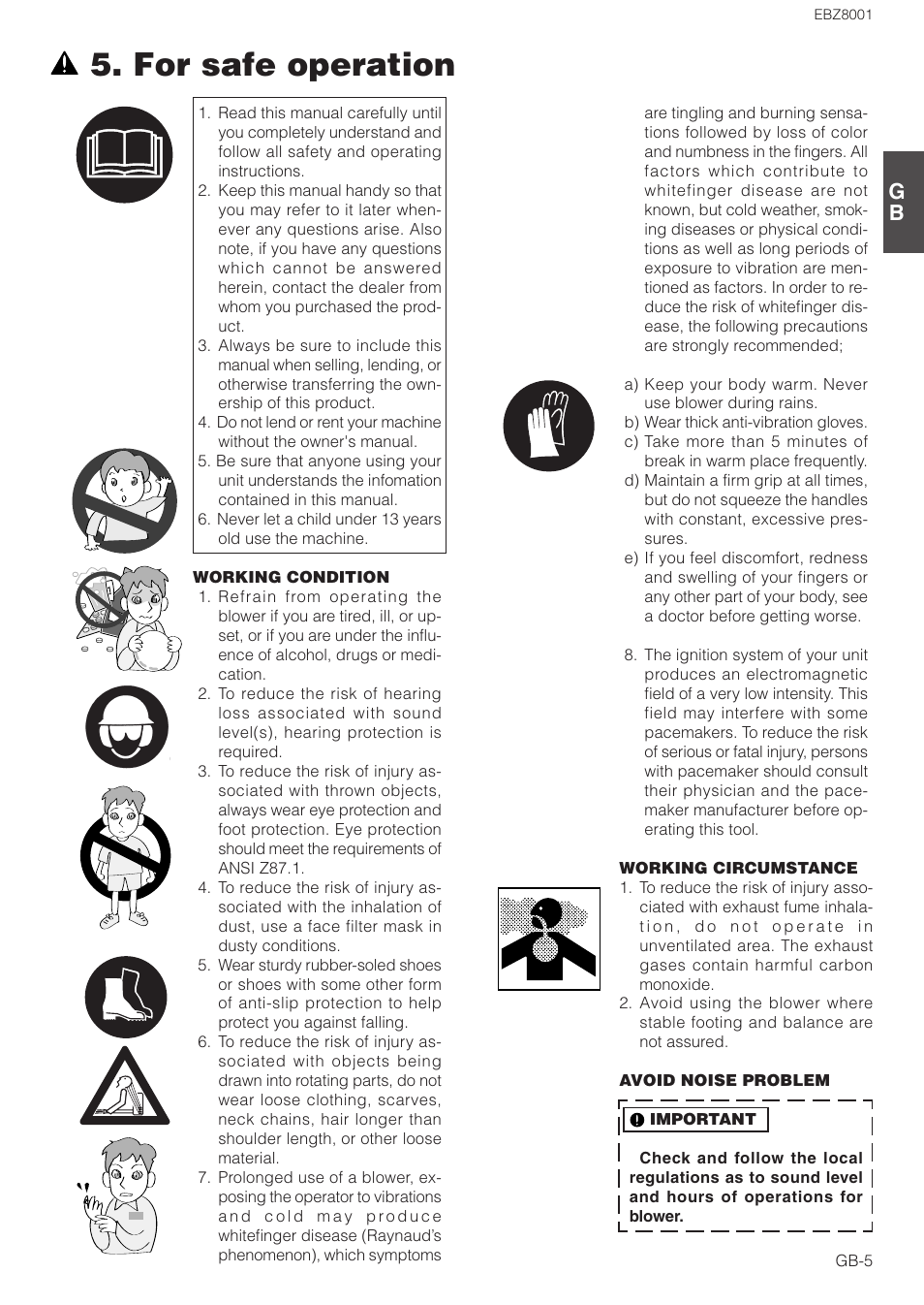 For safe operation | Zenoah EBZ8001 User Manual | Page 5 / 14