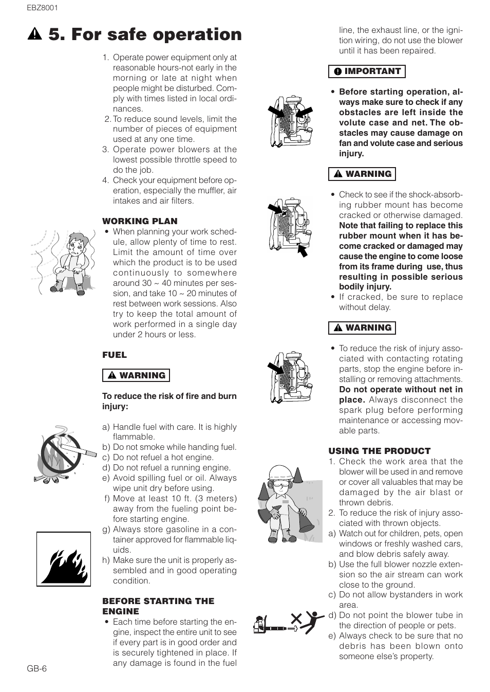 For safe operation | Zenoah EBZ8001 User Manual | Page 6 / 14