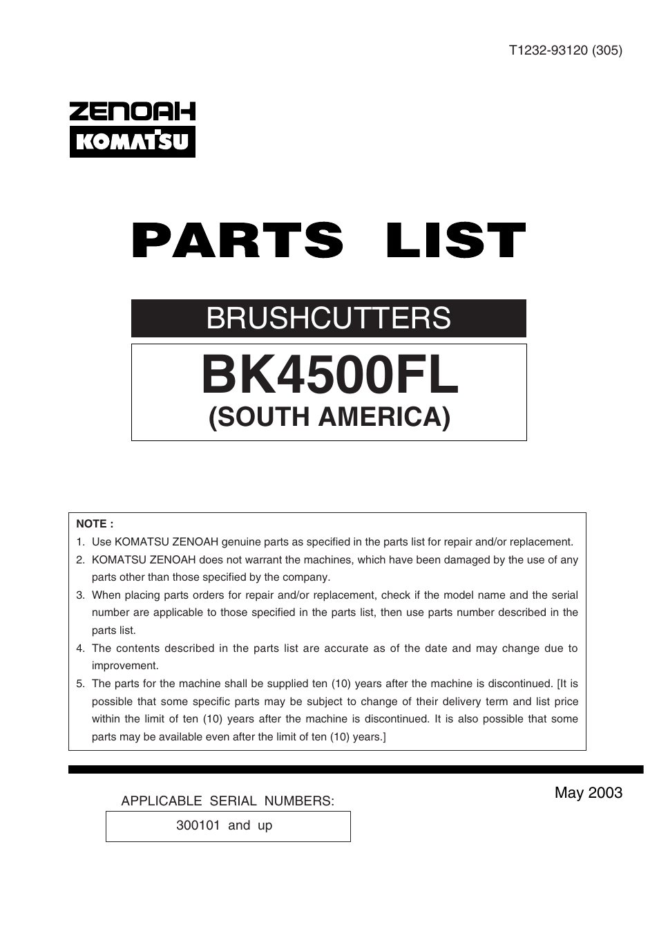 Zenoah BK3500FL User Manual | 6 pages