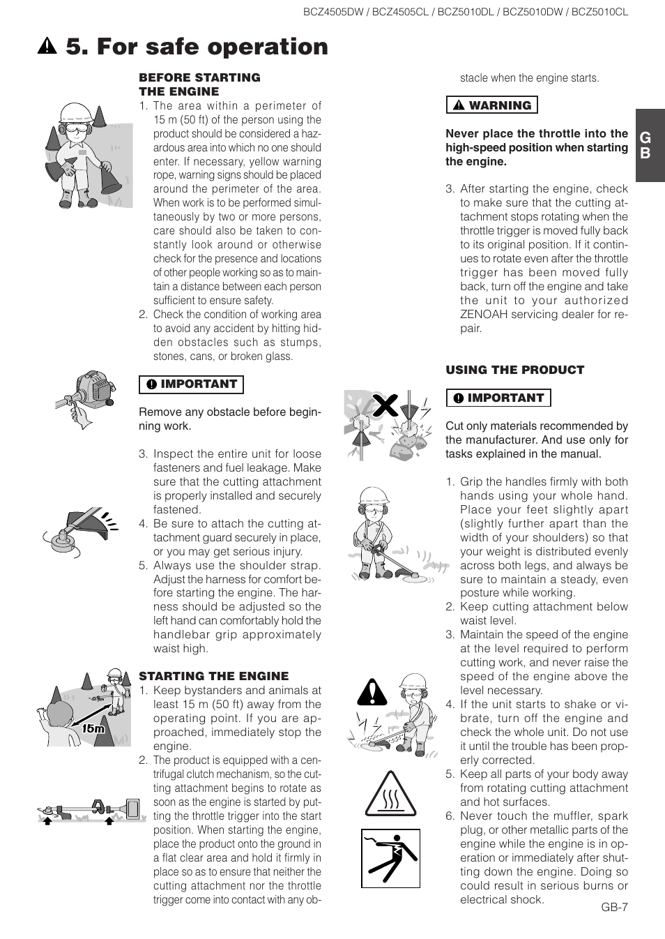 For safe operation | Zenoah BCZ5010DL User Manual | Page 7 / 19