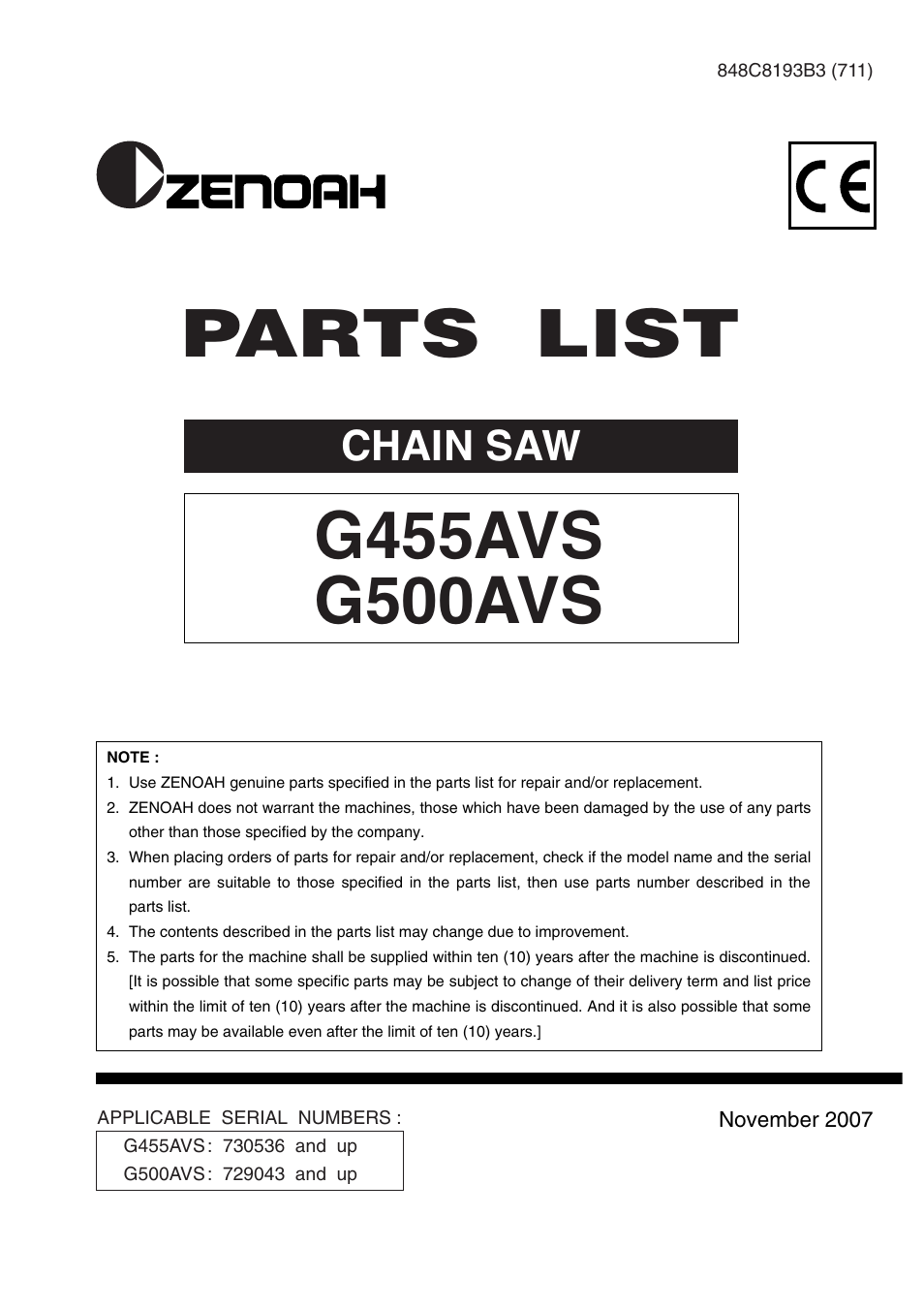 Zenoah G500AVS User Manual | 16 pages