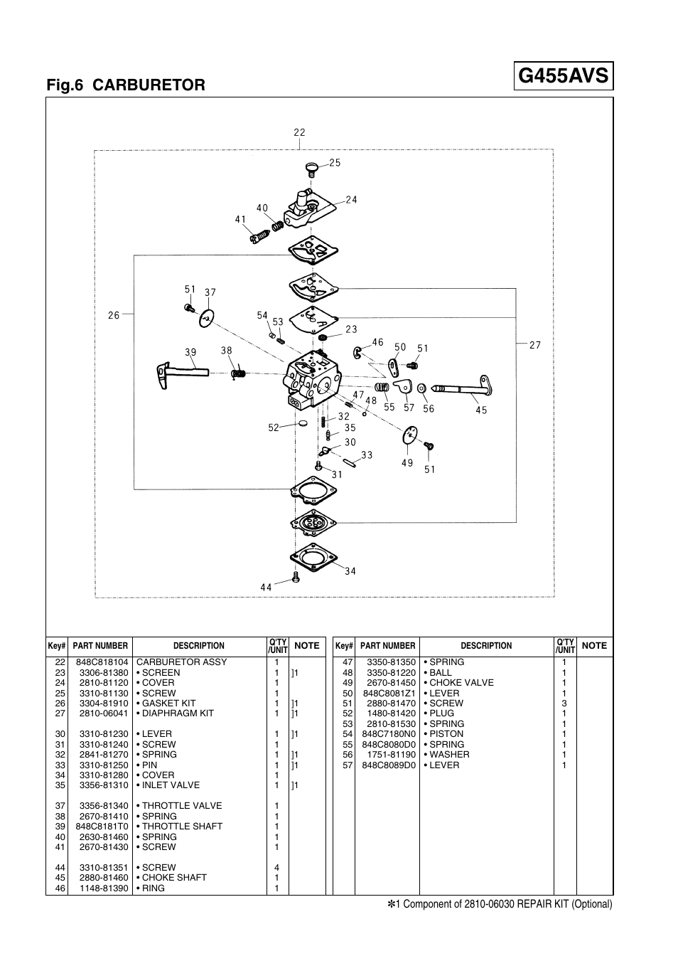 G455avs, Fig.6 carburetor | Zenoah G500AVS User Manual | Page 12 / 16