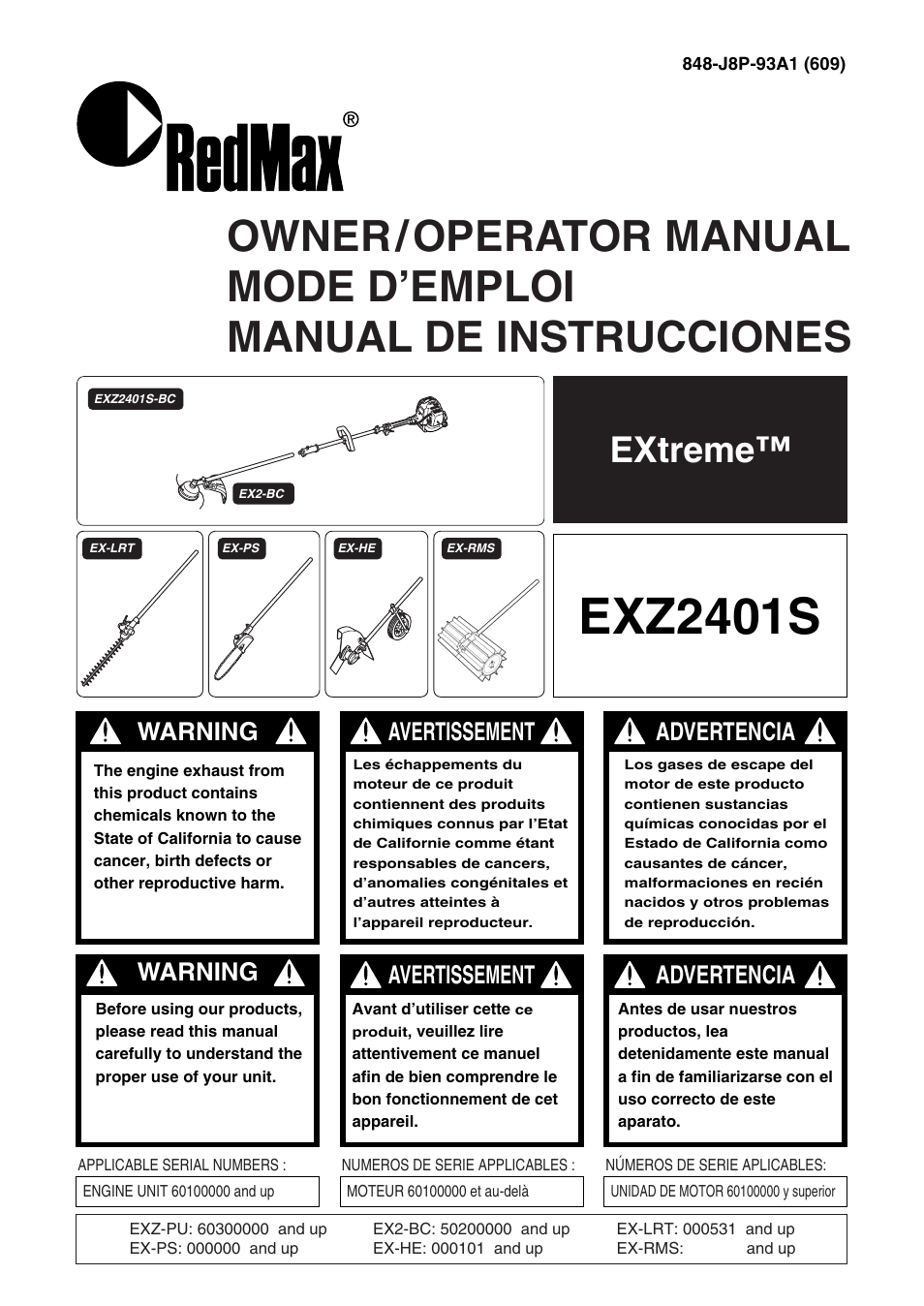 Zenoah EXZ2401S User Manual | 112 pages