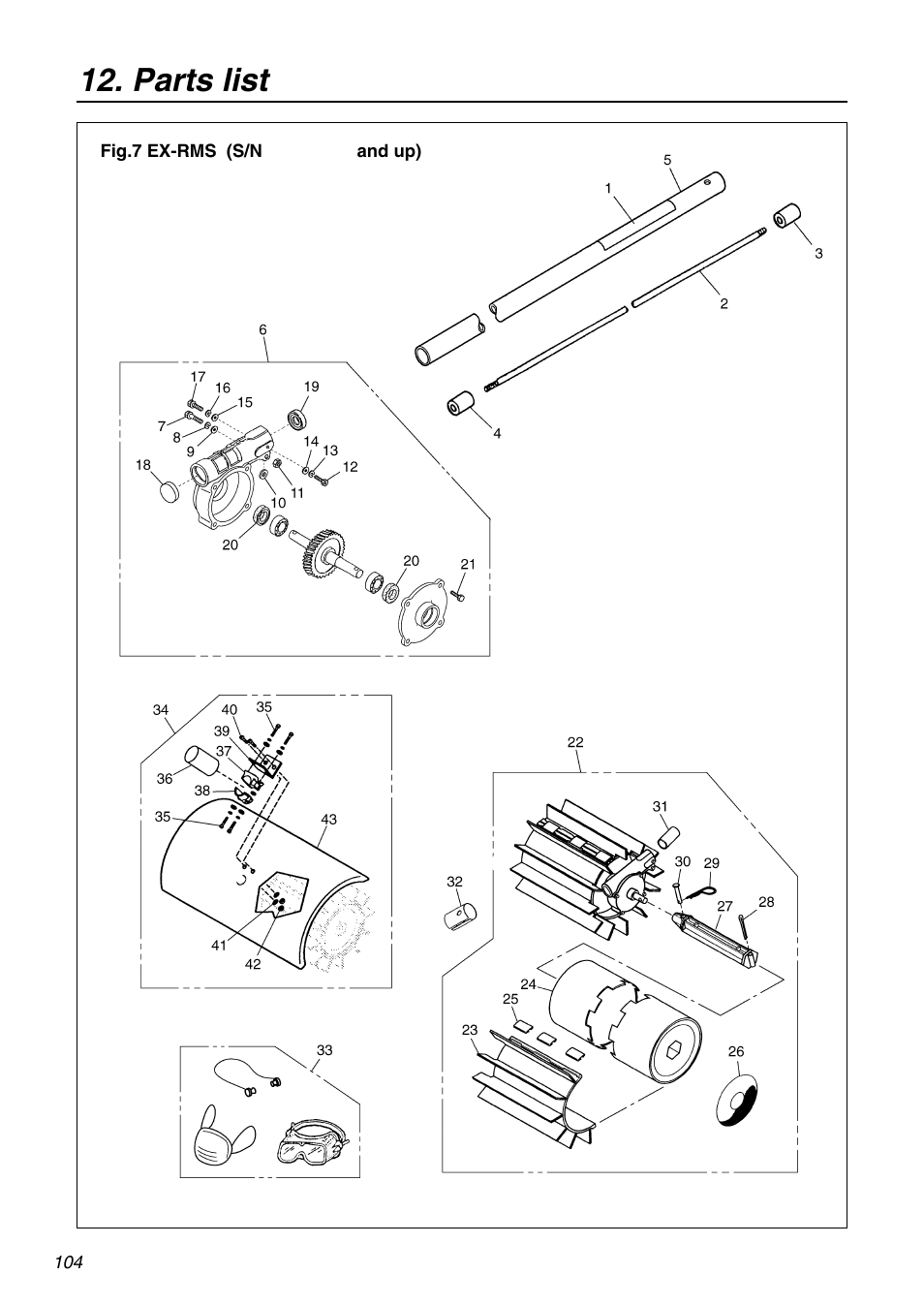 Parts list | Zenoah EXZ2401S User Manual | Page 104 / 112