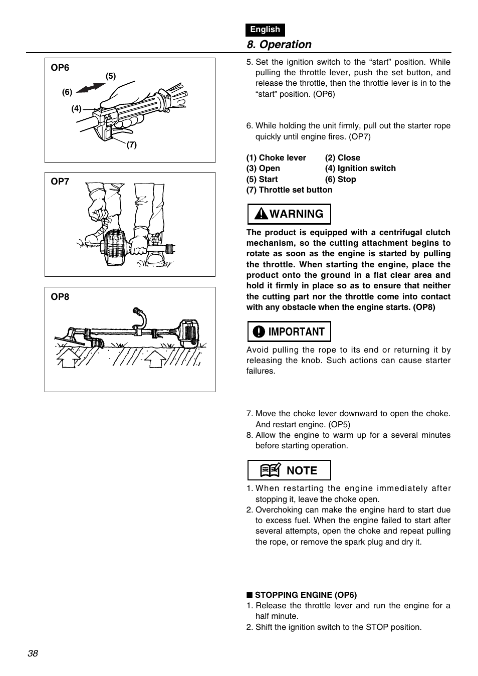 Operation | Zenoah EXZ2401S User Manual | Page 38 / 112