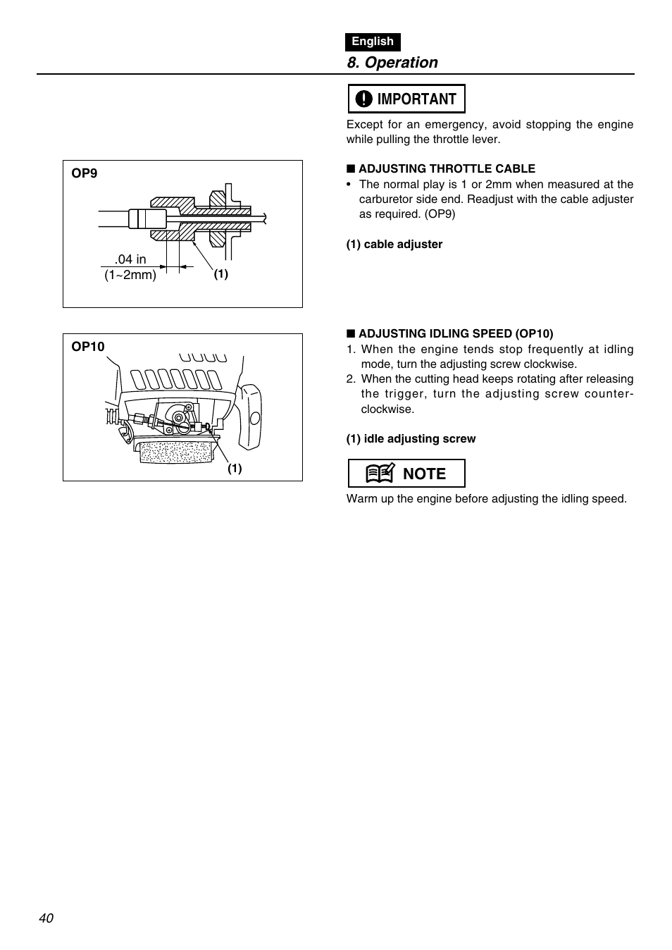 Operation | Zenoah EXZ2401S User Manual | Page 40 / 112