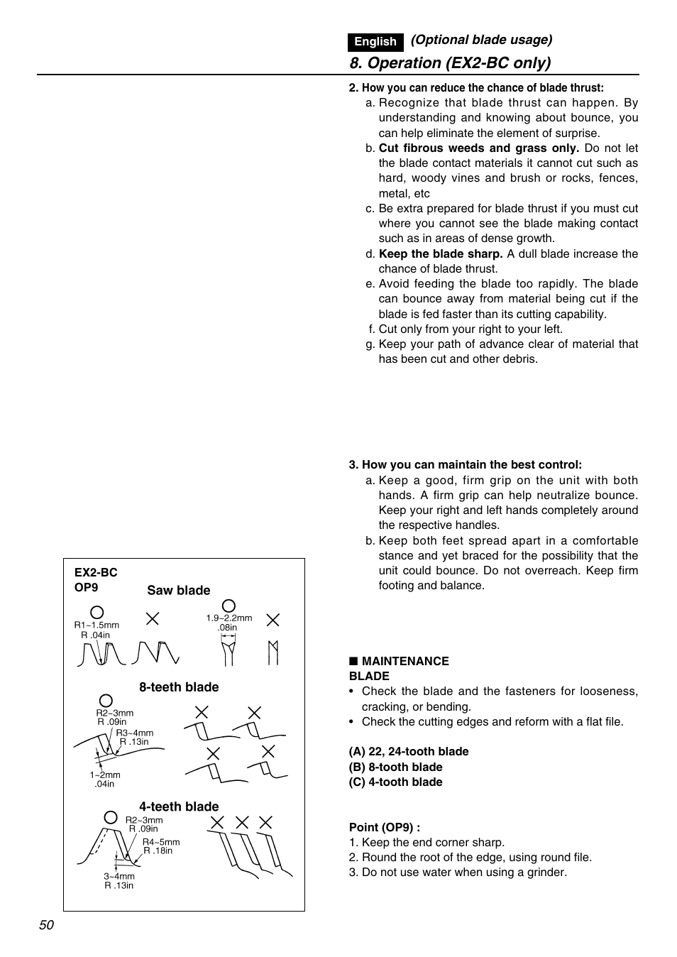 Operation (ex2-bc only) | Zenoah EXZ2401S User Manual | Page 50 / 112