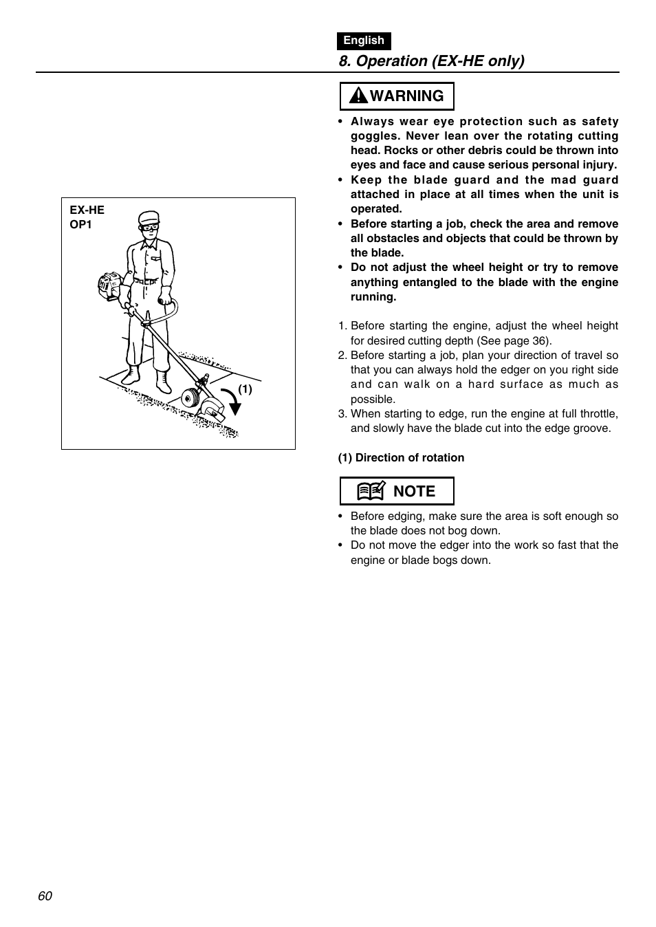 Operation (ex-he only) | Zenoah EXZ2401S User Manual | Page 60 / 112