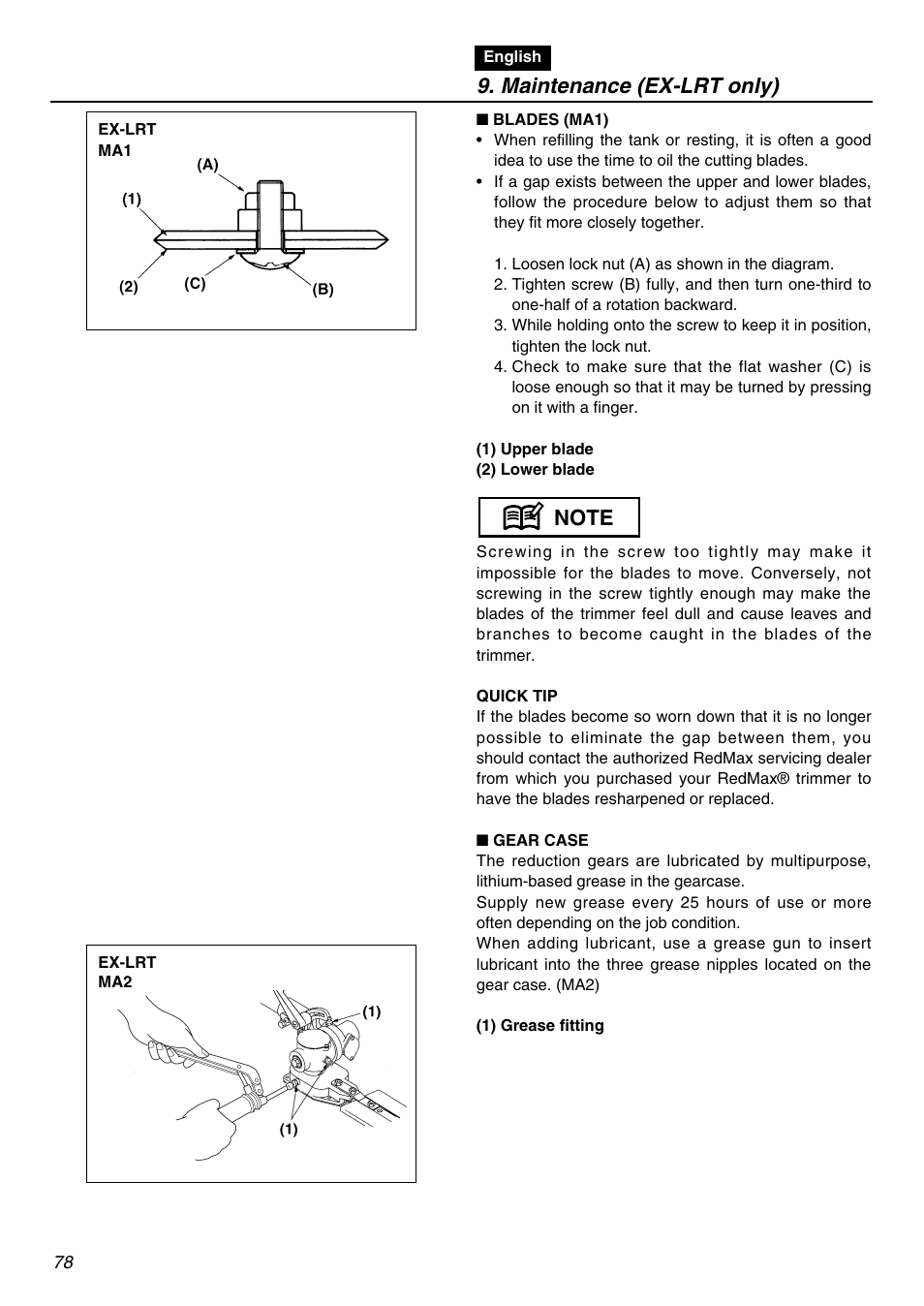 Maintenance (ex-lrt only) | Zenoah EXZ2401S User Manual | Page 78 / 112