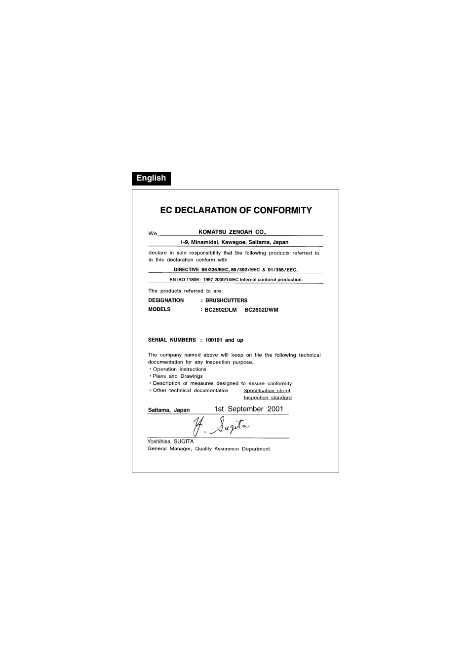 Zenoah BC2602DLM User Manual | Page 2 / 60