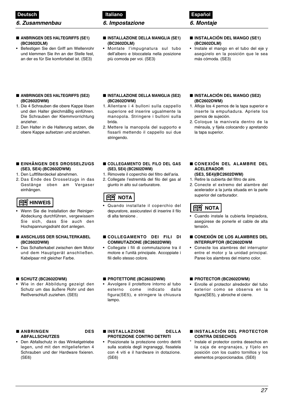 Zenoah BC2602DLM User Manual | Page 27 / 60
