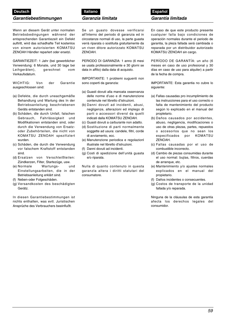 Zenoah BC2602DLM User Manual | Page 59 / 60