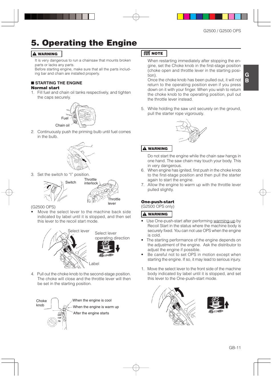 Operating the engine | Zenoah G2500 OPS User Manual | Page 11 / 19