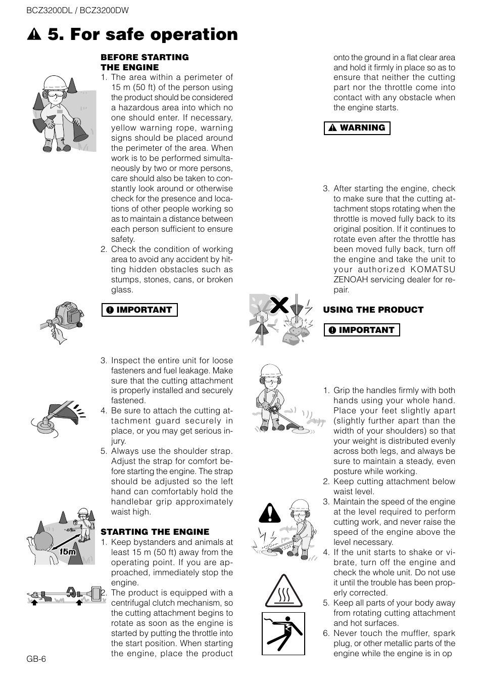 For safe operation | Zenoah BCZ3200DW User Manual | Page 6 / 16