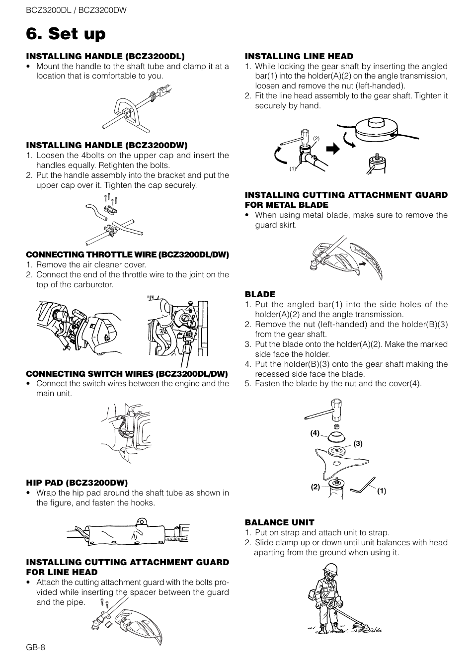 Set up | Zenoah BCZ3200DW User Manual | Page 8 / 16