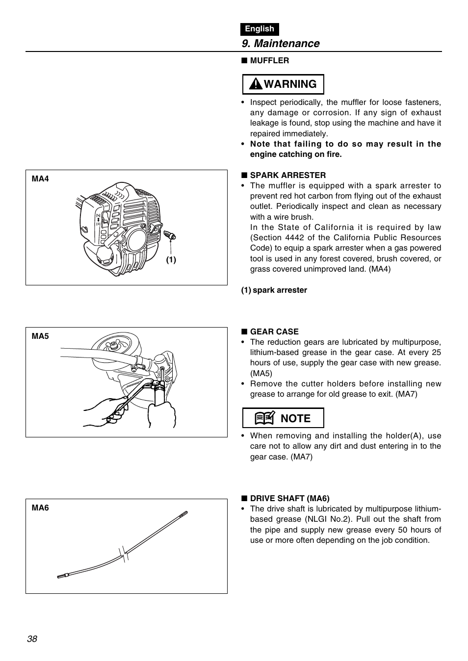 Maintenance | Zenoah HEZ2610F User Manual | Page 38 / 56