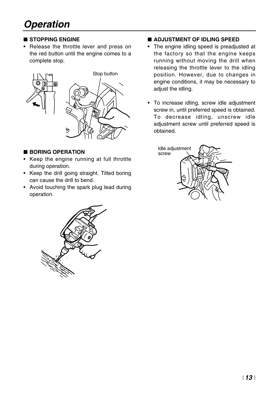 Operation | Zenoah EDG2300 User Manual | Page 13 / 24