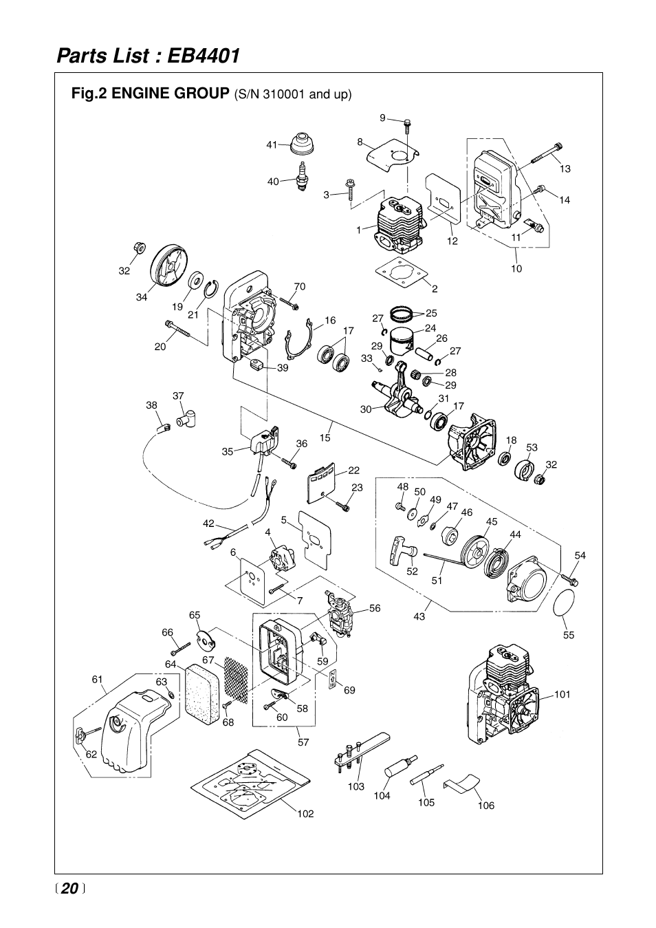 Parts list : eb4401 | Zenoah EB4401 User Manual | Page 20 / 28
