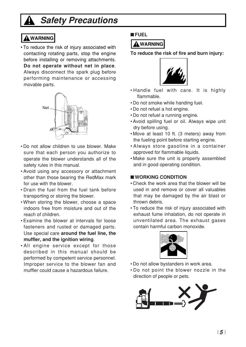 Safety precautions | Zenoah EB4401 User Manual | Page 5 / 28