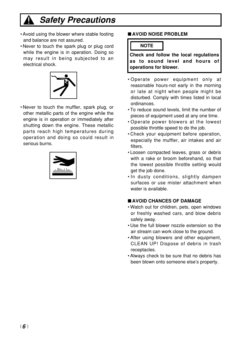 Safety precautions | Zenoah EB4401 User Manual | Page 6 / 28