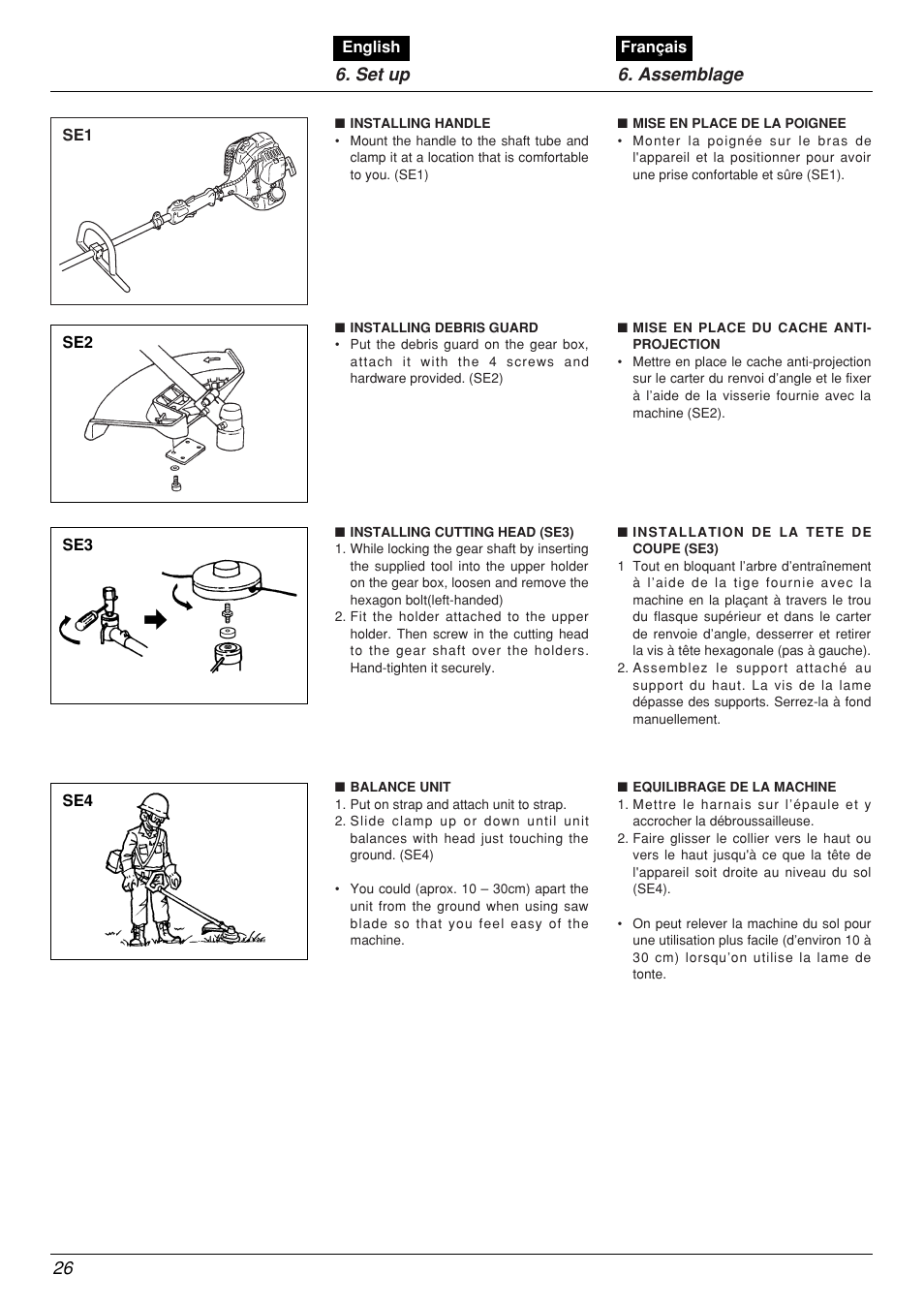 26 6. set up 6. assemblage | Zenoah BCX2601DL User Manual | Page 26 / 72