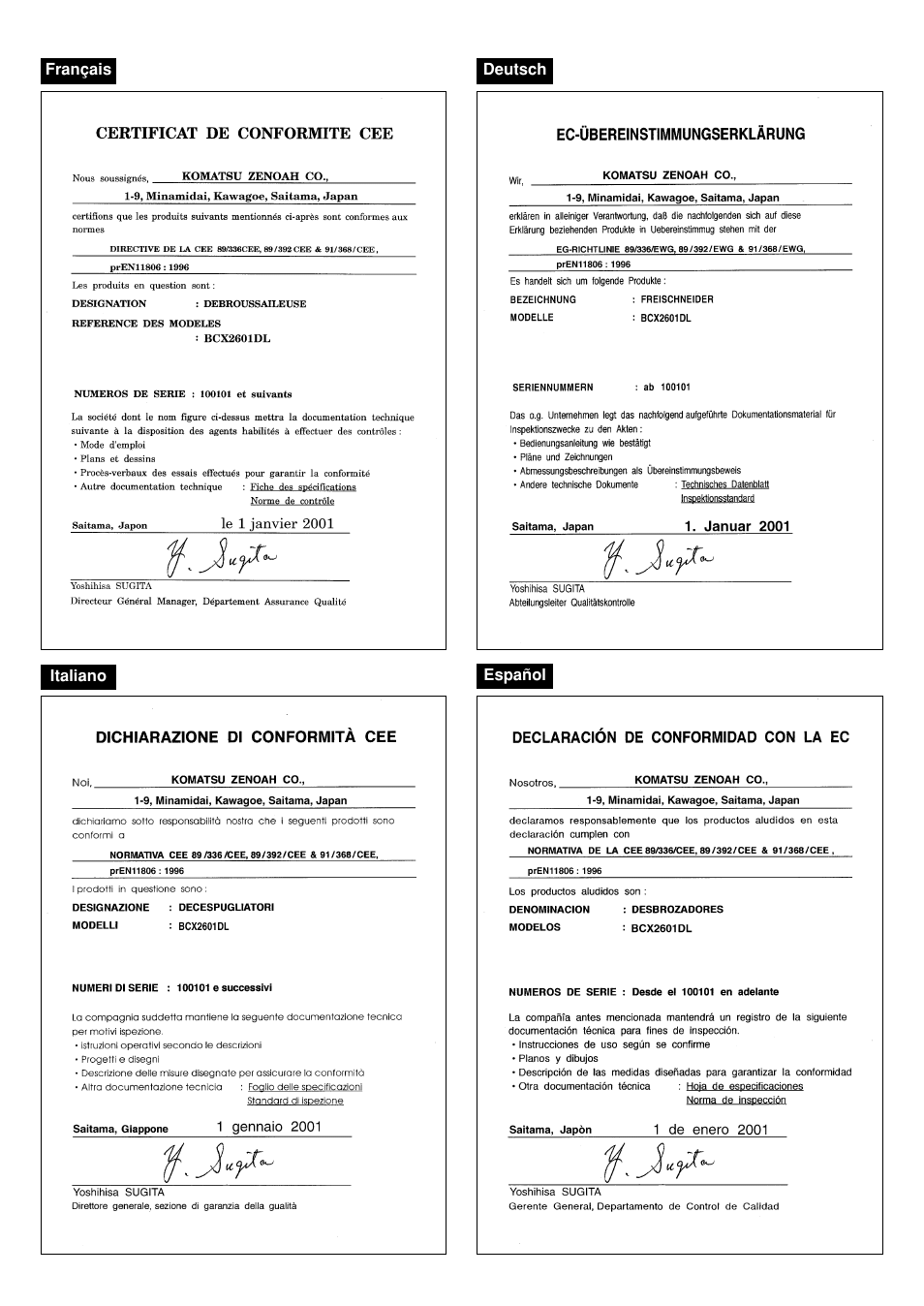Zenoah BCX2601DL User Manual | Page 3 / 72