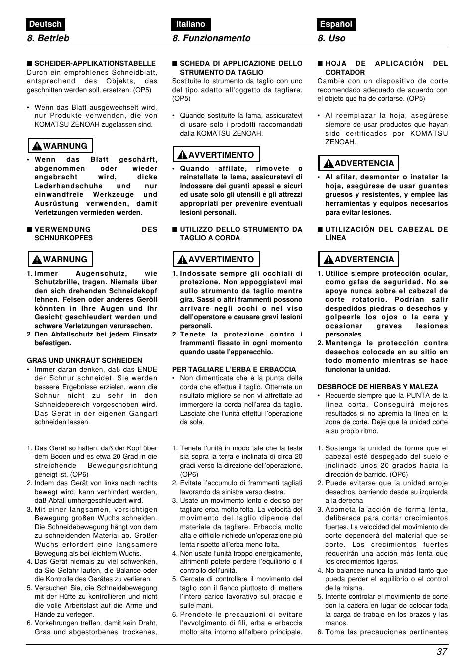 Zenoah BCX2601DL User Manual | Page 37 / 72