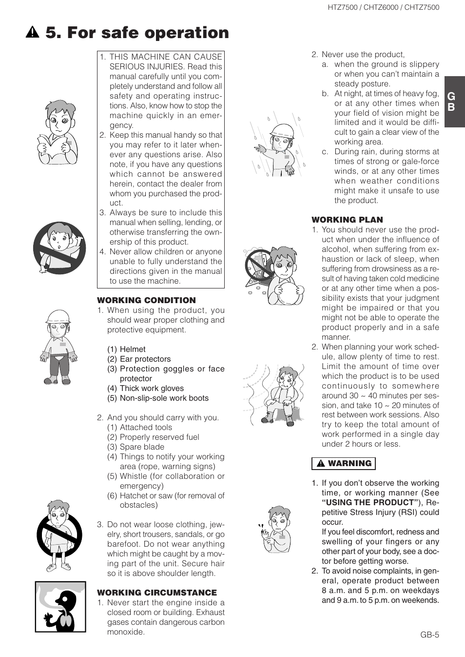 For safe operation | Zenoah CHTZ6000 User Manual | Page 5 / 15