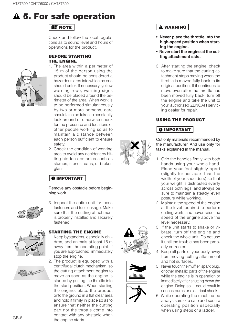 For safe operation | Zenoah CHTZ6000 User Manual | Page 6 / 15