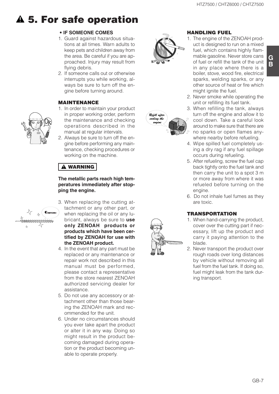 For safe operation | Zenoah CHTZ6000 User Manual | Page 7 / 15