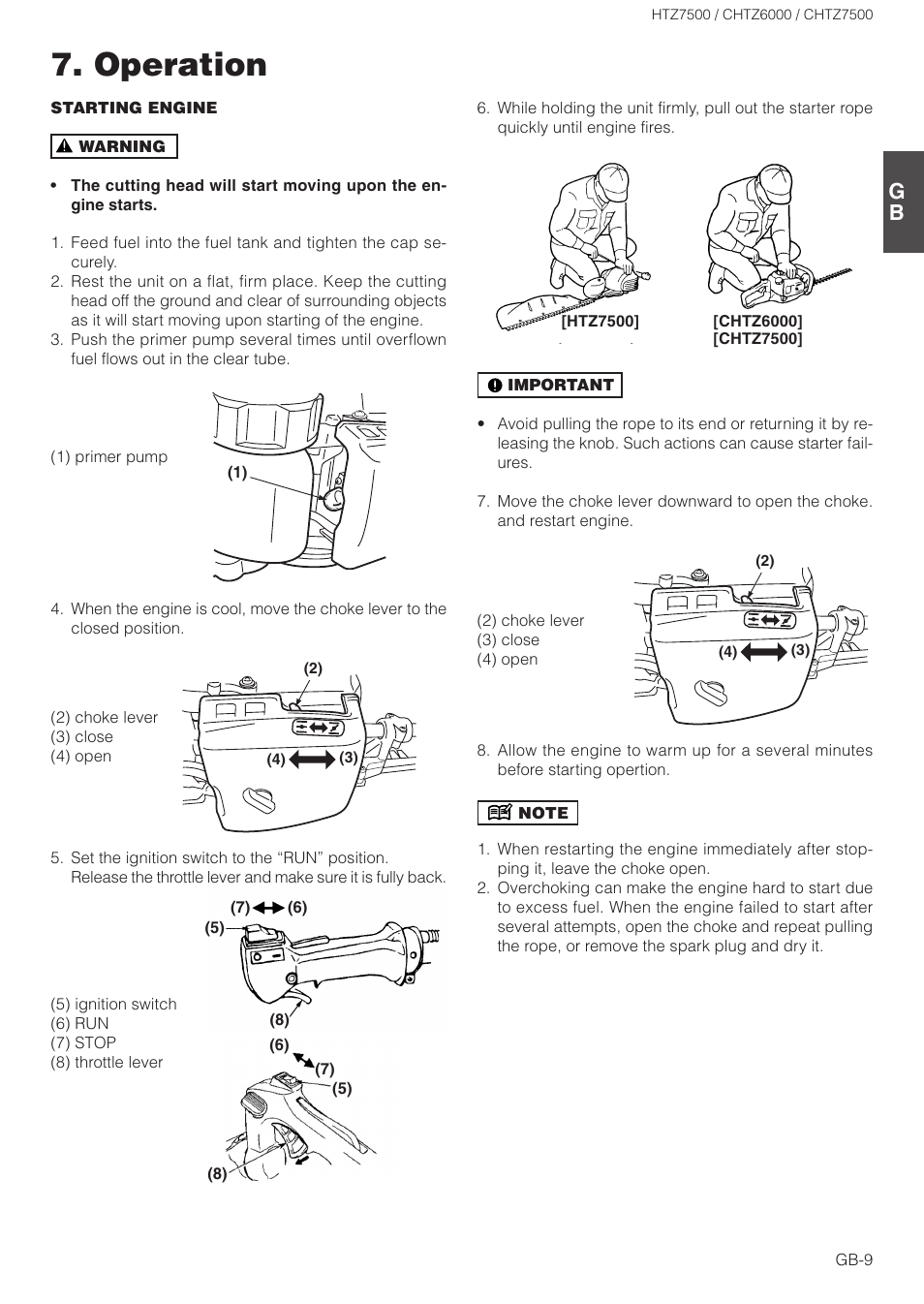 Operation | Zenoah CHTZ6000 User Manual | Page 9 / 15