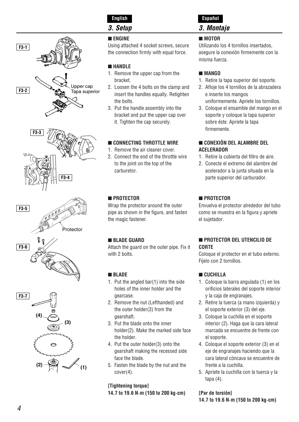 Setup 3. montaje | Zenoah BC4500DW User Manual | Page 4 / 12