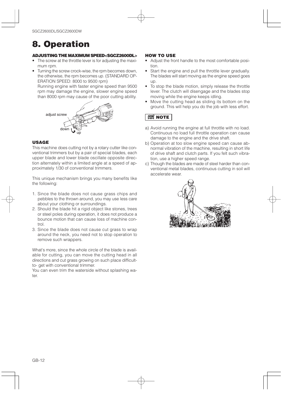 Operation | Zenoah SGCZ2600 User Manual | Page 12 / 17