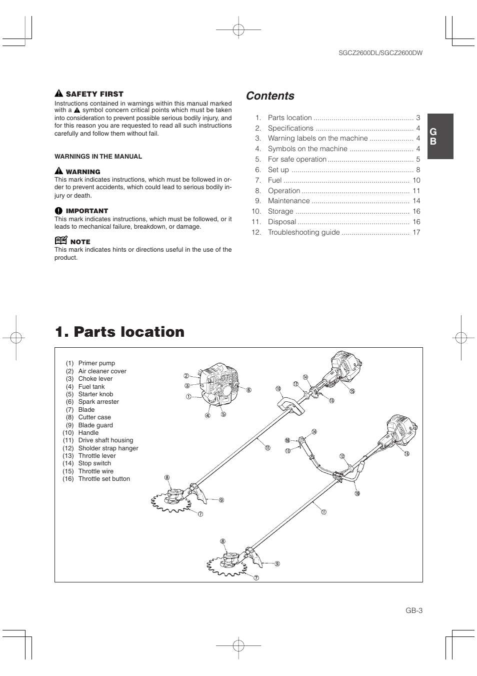 Zenoah SGCZ2600 User Manual | Page 3 / 17