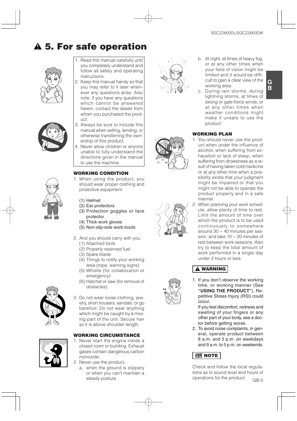 For safe operation | Zenoah SGCZ2600 User Manual | Page 5 / 17