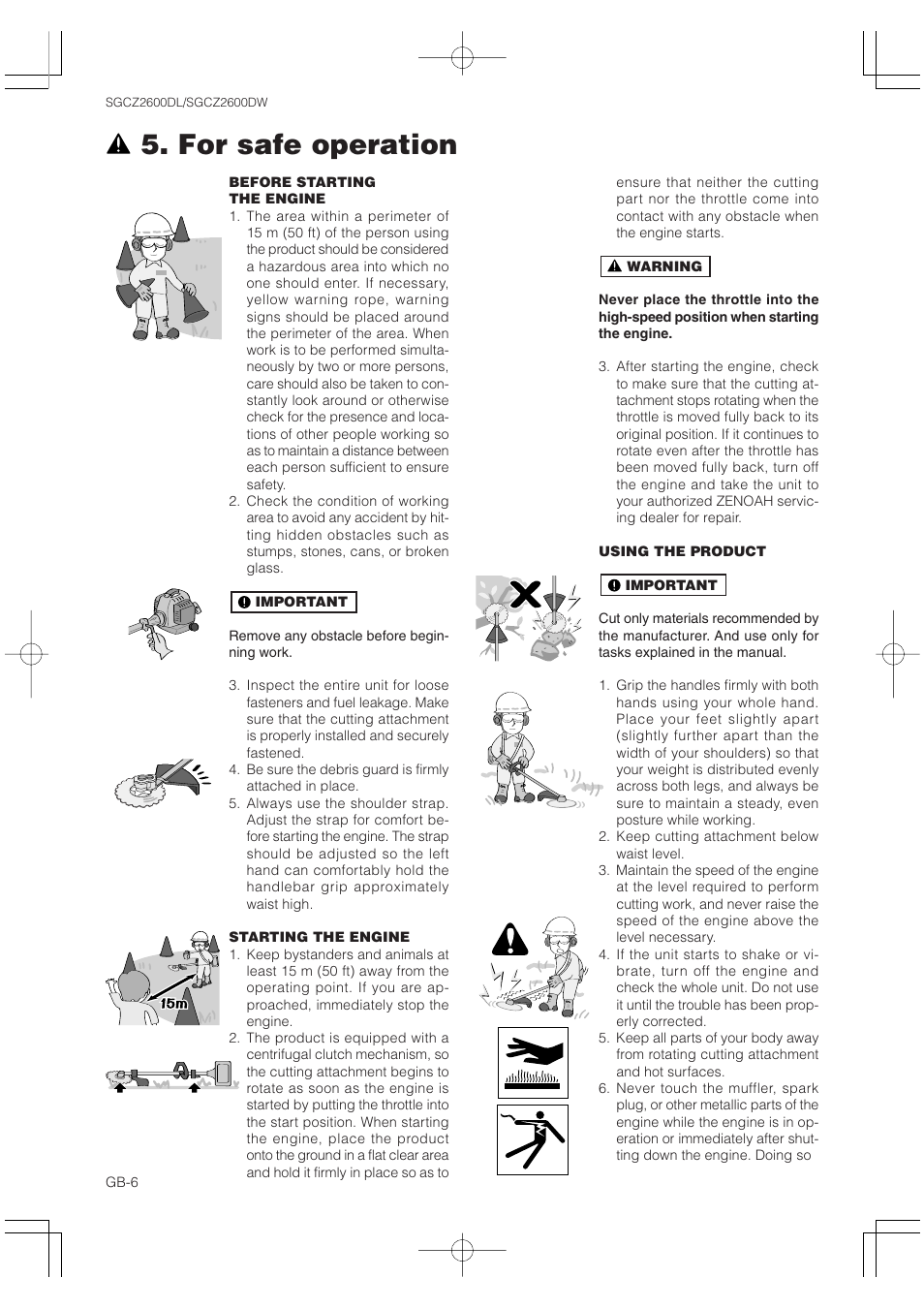 For safe operation | Zenoah SGCZ2600 User Manual | Page 6 / 17