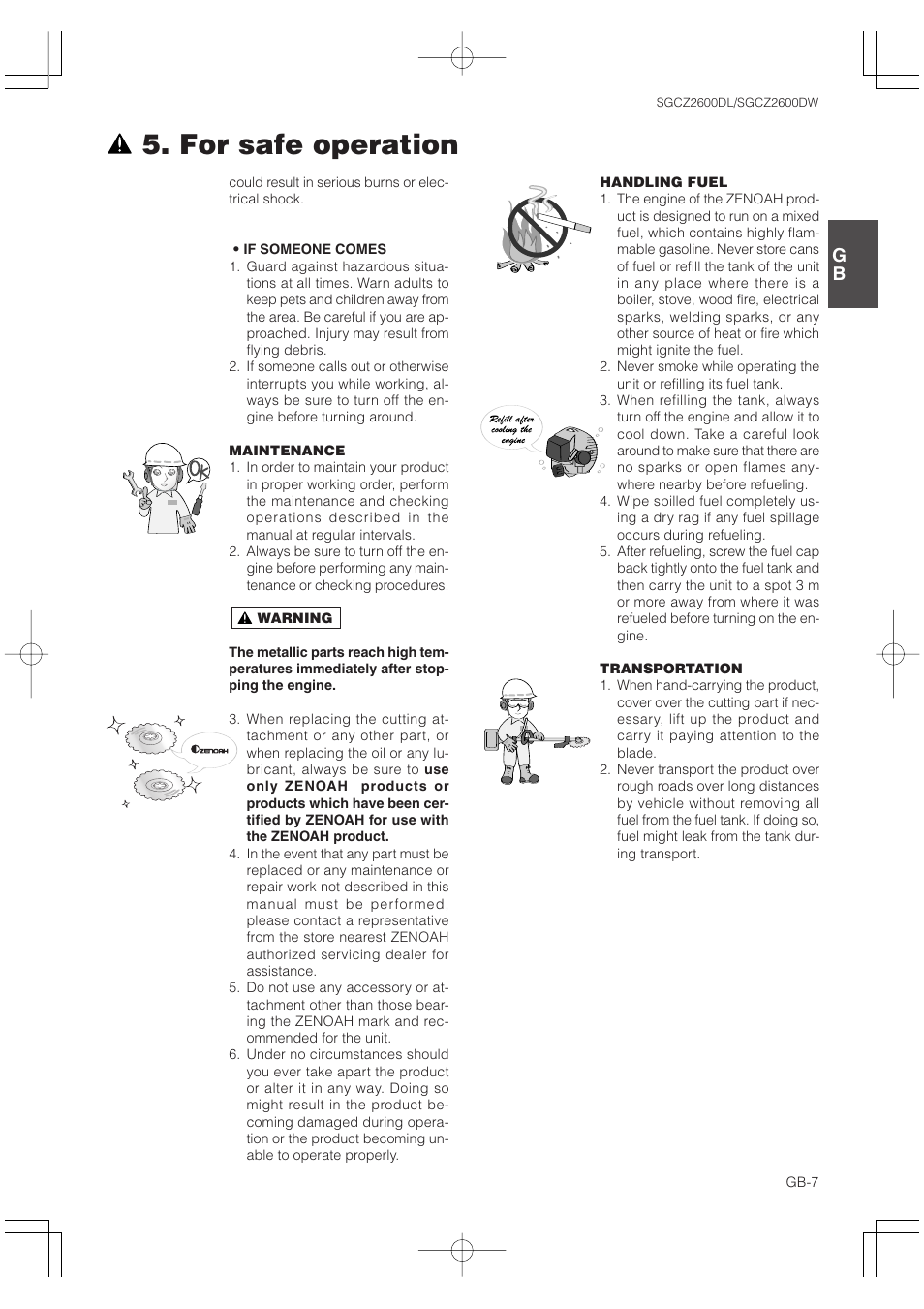 For safe operation | Zenoah SGCZ2600 User Manual | Page 7 / 17