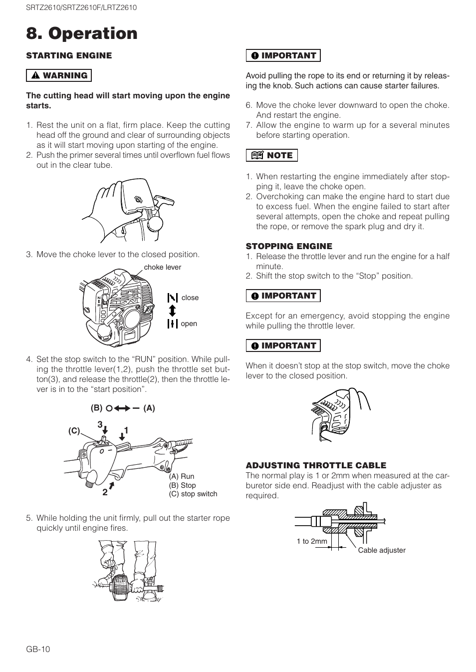 Operation | Zenoah LRTZ2610 User Manual | Page 10 / 15