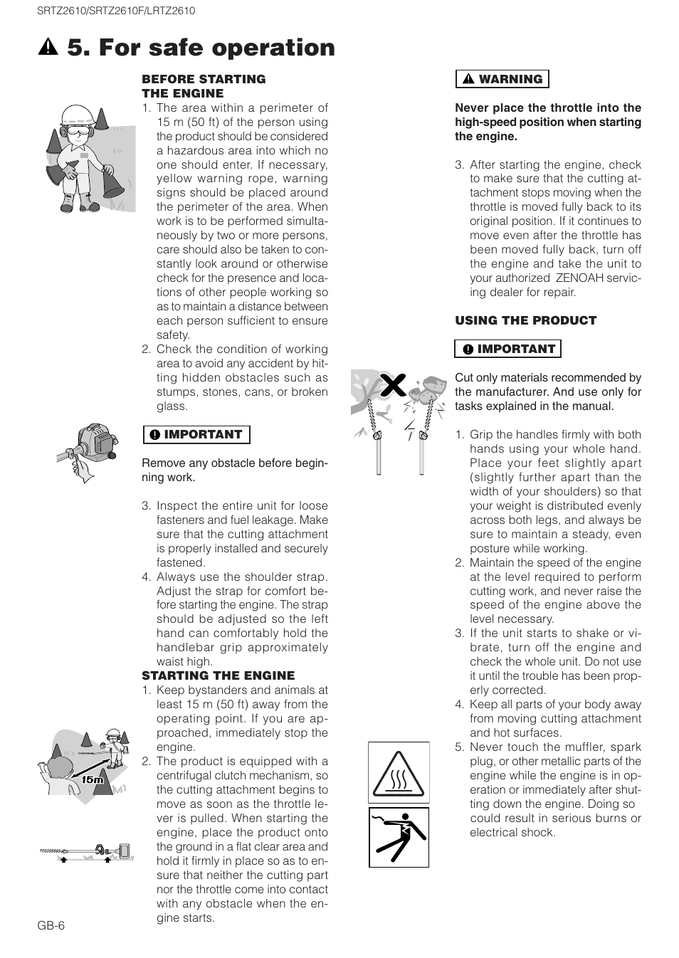 For safe operation | Zenoah LRTZ2610 User Manual | Page 6 / 15