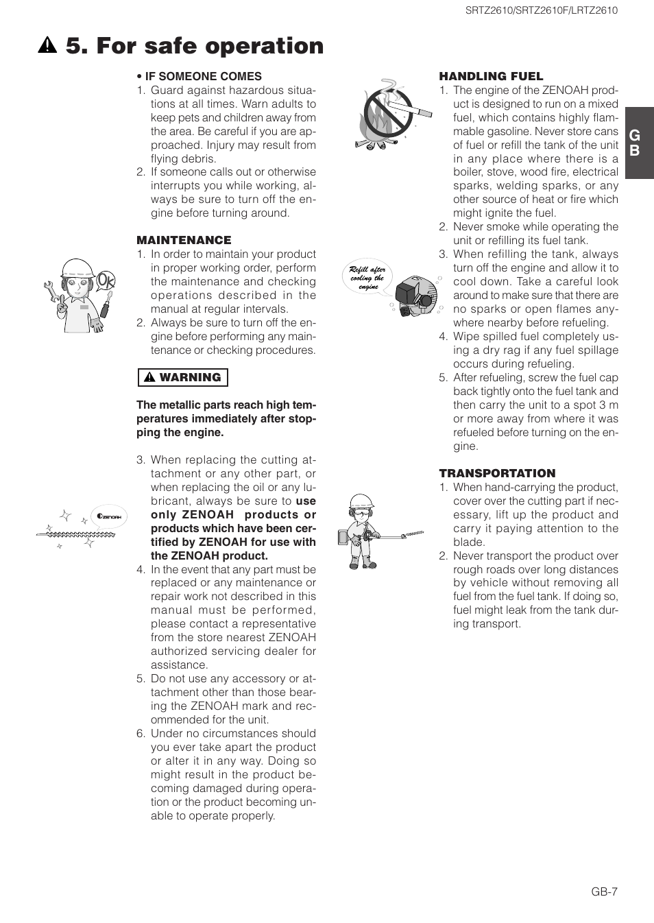 For safe operation | Zenoah LRTZ2610 User Manual | Page 7 / 15