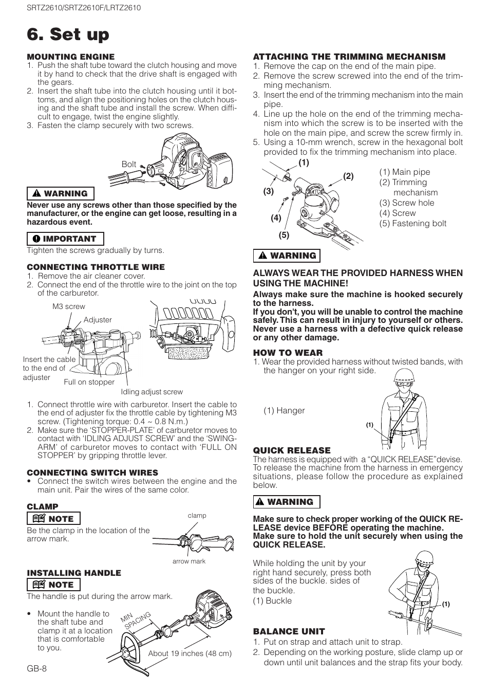 Set up | Zenoah LRTZ2610 User Manual | Page 8 / 15